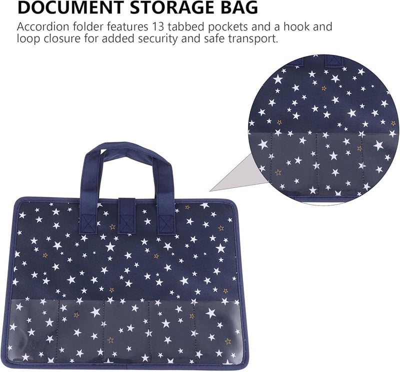 HANABASS Oxford Cloth Expanding File Folder A4 Document Storage Bag Organizer Multi Pocket Holder Star Pattern - Image 4